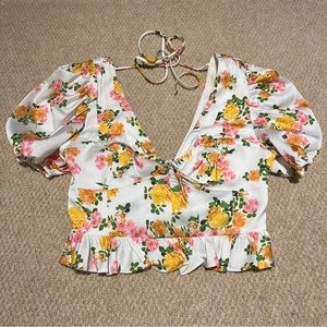 For Love & Lemons Emma Blouse in Marigold White